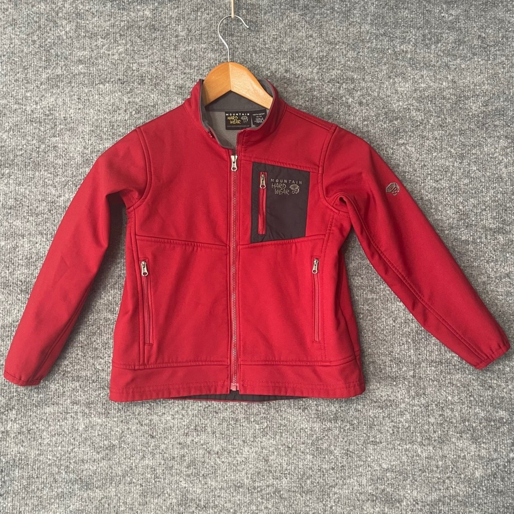 Mountain Hardwear Youth XS Red Softshell Fleece Lined Full Zip Jacket Outdoors